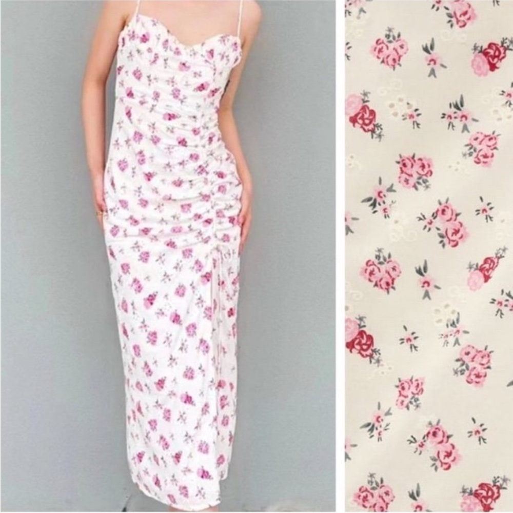 Zara Floral Maxi Dress in Cream and Pink - Picture 5 of 9